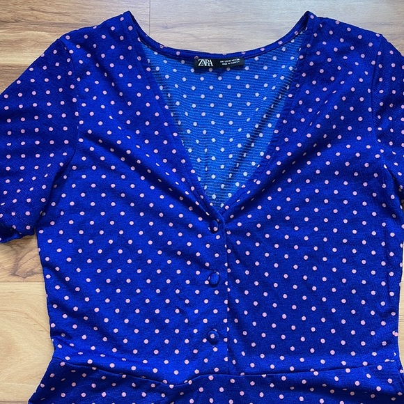 Zara Navy Polka Dot Dress💙 - Picture 3 of 7